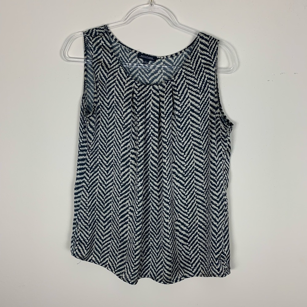 Notations | Gold Black  Print Blouse Size Large